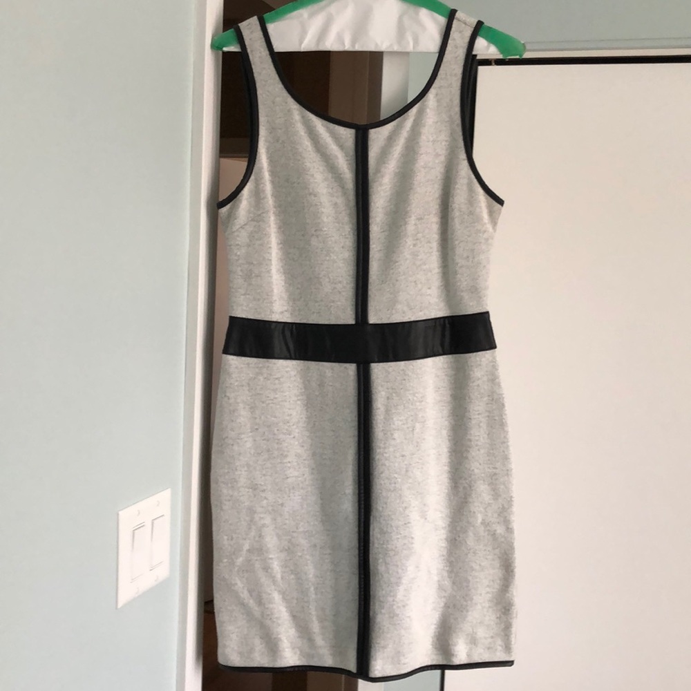 Grey faux leather going out dress